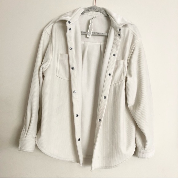 Alo Yoga Ribbed Velour Mountain Side Shacket Ivory S - Picture 7 of 13